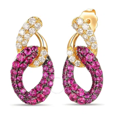 Le Vian Ladies Passion Ruby Earrings Set In 14k Honey Gold In Yellow