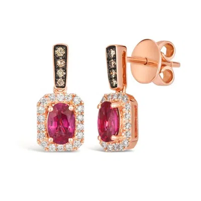 Le Vian Ladies Passion Ruby Earrings Set In 14k Strawberry Gold In Brown