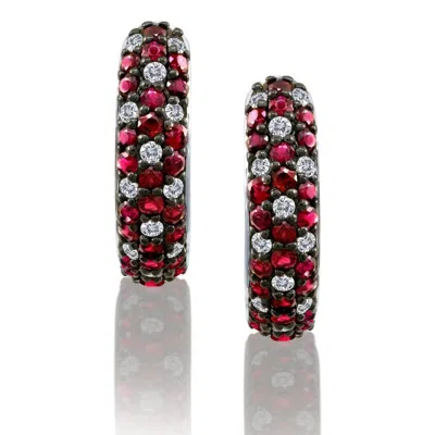 Le Vian Ladies Passion Ruby Earrings Set In 14k Vanilla Gold In Gray