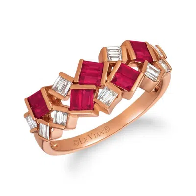 Le Vian Ladies Passion Ruby Rings Set In 14k Strawberry Gold In Red
