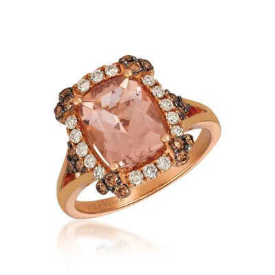 Le Vian Ladies Peach Morganite Collection Rings Set In 14k Strawberry Gold