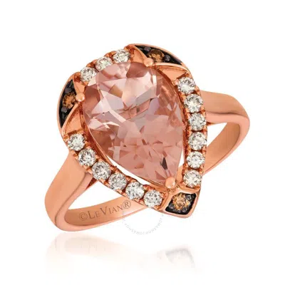 Le Vian Ladies Peach Morganite Collection Rings Set In 14k Strawberry Gold In Rose Gold-tone