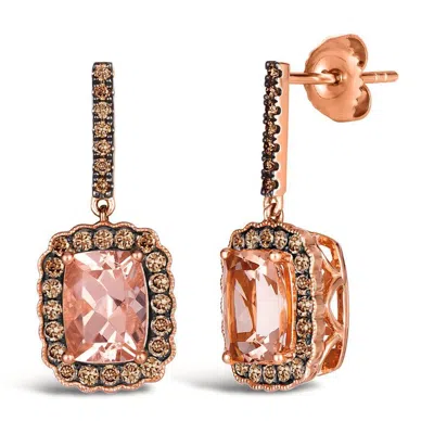 Le Vian Ladies Peach Morganite Earrings Set In 14k Strawberry Gold In Brown