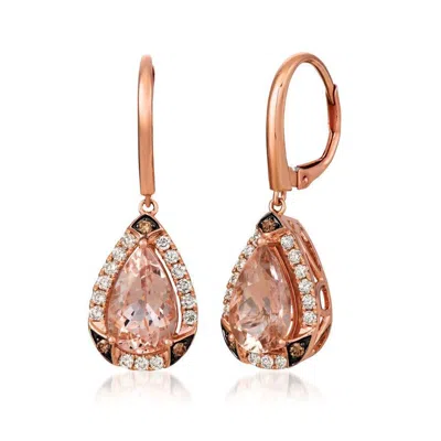 Le Vian Ladies Peach Morganite Earrings Set In 14k Strawberry Gold