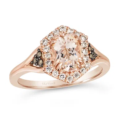Le Vian Ladies Peach Morganite Rings Set In 14k Strawberry Gold In Multi