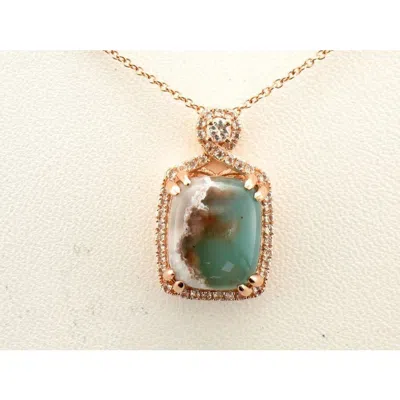 Le Vian Ladies Peackock Aquaprase Necklaces Set In 14k Strawberry Gold In Green