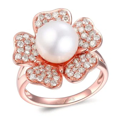Le Vian Ladies Pearls Rings Set In 14k Strawberry Gold