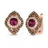 Le Vian Ladies Pomegranate Garnet Earrings Set In 14k Strawberry Gold In Pink/rose Gold Tone/gold Tone