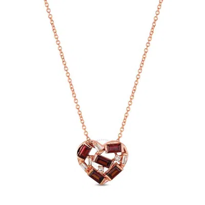 LE VIAN LE VIAN LADIES POMEGRANATE GARNET NECKLACES SET IN 14K STRAWBERRY GOLD