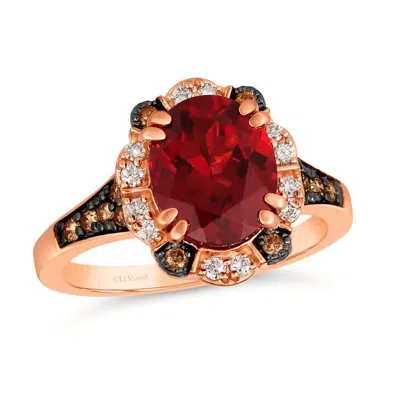 Le Vian Ladies Pomegranate Garnet Rings Set In 14k Strawberry Gold In Red