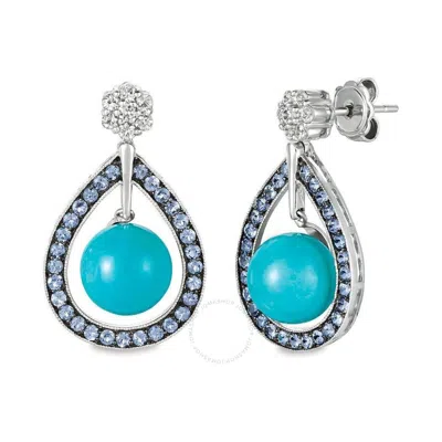 Le Vian Ladies Robins Egg Blue Turquoise Earrings Set In 14k Vanilla Gold In White