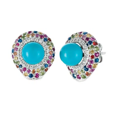Le Vian Ladies Robins Egg Blueturquoise Earrings Set In 14k Vanilla Gold