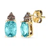 Le Vian Ladies Sea Blue Aquamarine Earrings Set In 14k Honey Gold In Brown