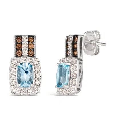 Le Vian Ladies Sea Blue Aquamarine Earrings Set In 14k Vanilla Gold In Silver