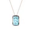 Le Vian Ladies Sea Blue Aquamarine Necklaces Set In 14k Strawberry Gold In Blue