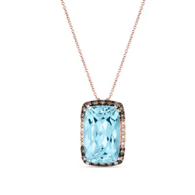 Le Vian Ladies Sea Blue Aquamarine Necklaces Set In 14k Strawberry Gold