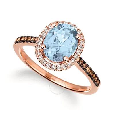 Le Vian Ladies Sea Blue Aquamarine Rings Set In 14k Strawberry Gold In Pink/rose Gold Tone/gold Tone