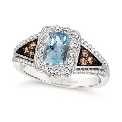 Le Vian Ladies Sea Blue Aquamarine Rings Set In 14k Vanilla Gold In Multi