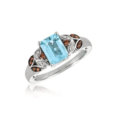Le Vian Ladies Sea Blue Aquamarine Rings Set In 14k Vanilla Gold In Metallic