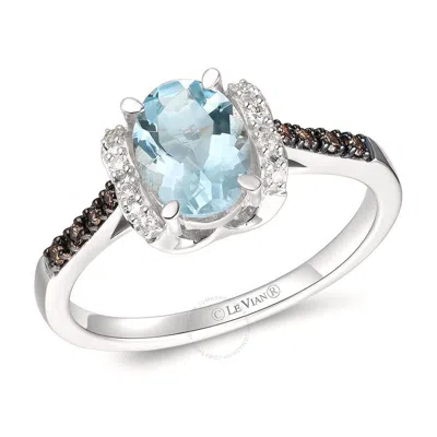 Le Vian Ladies Sea Blue Aquamarine Rings Set In 14k Vanilla Gold In White