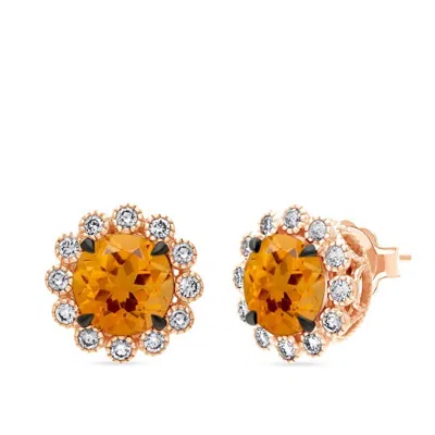 Le Vian Ladies Semi Precious Earrings Set In 14k Strawberry Gold In Multi