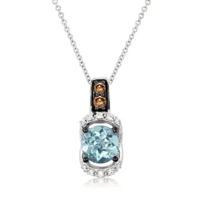 Le Vian Ladies' Semi Precious Fashion Pendant In 14k Vanilla Gold In Blue