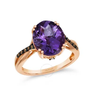 Le Vian Ladies Semi Precious Ring Featuring 4 Cts. Grape Amethyst Set In 14k Strawberry Gold In Yellow