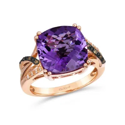 Le Vian Ladies Semi Precious Ring Featuring 6 1/4 Cts. Grape Amethyst Set In 14k Strawberry Gold In Multi