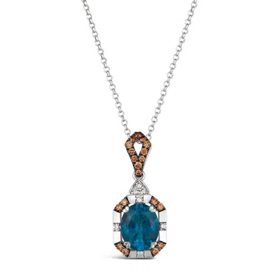 Le Vian Ladies Semi-precious Pendant Necklace  Set In 14k Vanilla Gold Labf 40 In Blue