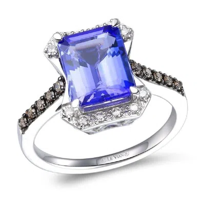 Le Vian Ladies Semiprecious Rings Set In 14k Vanilla Gold In Blue