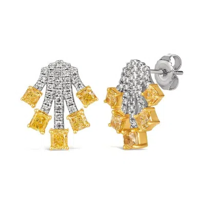 Le Vian Ladies Sunny Yellow Diamonds Earrings Set In P14 Two Tone Gold