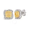 LE VIAN LE VIAN LADIES SUNNY YELLOW DIAMONDS EARRINGS SET IN TWO TONE PLATINUM AND 14K HONEY GOLD