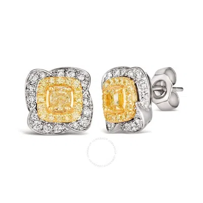Le Vian Ladies Sunny Yellow Diamonds Earrings Set In Two Tone Platinum And 14k Honey Gold In Two-tone