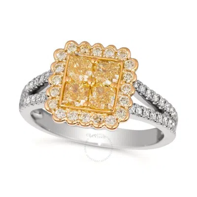 Le Vian Ladies Sunny Yellow Diamonds Rings Set In Two Tone Platinum And 18k Honey Gold In Two-tone