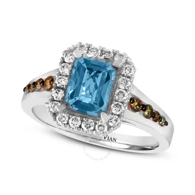 Le Vian Ladies Tranquility Blue Topaz Ring Set In 14k Vanilla Gold In White
