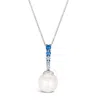 Le Vian Vanilla Pearl (10mm) & Multi-sapphire (1/3 Ct. T.w.) 18" Pendant Necklace In 14k White Gold In White
