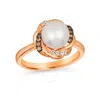 Le Vian Ladies Vanilla Pearls Rings Set In 14k Strawberry Gold In Pink/rose Gold Tone/gold Tone