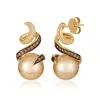 Le Vian Ladies Wisdom Pearls Fashion Earrings In 14k Honey Gold In Yellow