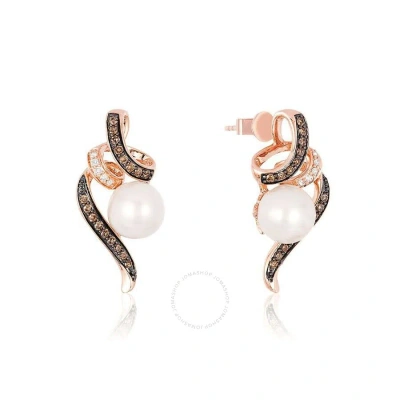 Le Vian Ladies Wisdom Pearls Fashion Earrings In 14k Strawberry Gold In White