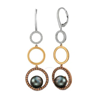 Le Vian Ladies Wisdon Pearls Earrings Set In 14k Tri Color Gold In Gold Tone