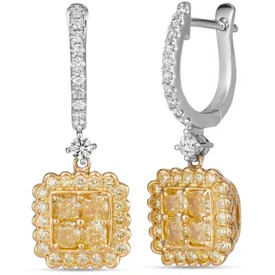 Le Vian Ladies Yellow Diamonds Earrings Set In P18 Two Tone Gold
