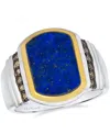 Le Vian Lapis (4.05 Ct. T.w.) And Chocolate Diamond Ring (0.32 Ct. T.w.) In Silver And 14k Honey Gold In Silver