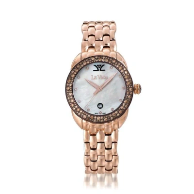 Le Vian Time Quartz Diamond Ladies Watch Zrpa 5a In Brown / Chocolate / Gold Tone / Mop / Mother Of Pearl / Rose / Rose Gold Tone