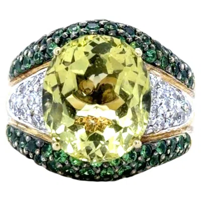 Pre-owned Le Vian , Lemon Quartz, Tsavorite Garnet And Diamond Ring, 14k Gold In Multiple