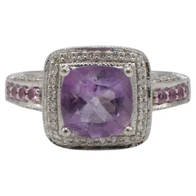 Pre-owned Le Vian Levian 14 Karat White Gold Natural Diamolnd & Amethyst Sapphire Cocktail Ring