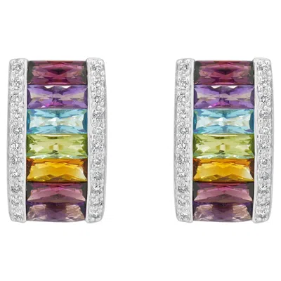 Pre-owned Le Vian Levian 14 Karat Yellow Gold Multi Colored Gemstone And Diamond Earrings
