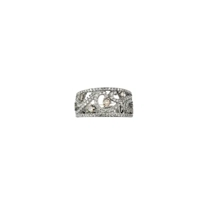 Pre-owned Le Vian Levian 14k White Gold Champagne And White Diamond Band Ring Size 6.75 #20770