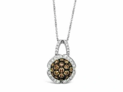 Pre-owned Le Vian Levian 14k White Gold Si2 Chocolate Diamond 0.84 Cts 18" Pendant Necklace