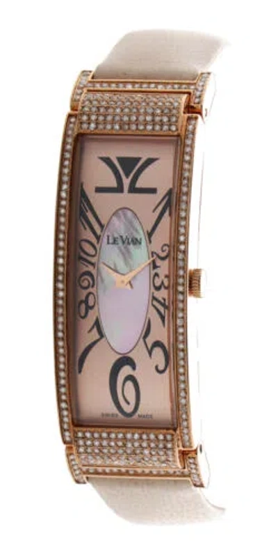 Pre-owned Le Vian Levian Watch Featuring Diamonds In Stainless With A Genuine Leather Strap