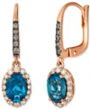 Le Vian London Blue Topaz (1-1/2 Ct. T.w.) & Diamond (4/8 Ct. T.w.) Halo Drop Earrings In 14k Rose Gold In Rose Gold